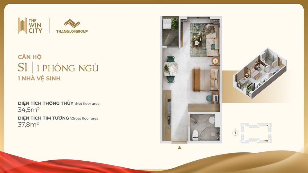 Mặt bằng căn hộ Studio The Win City