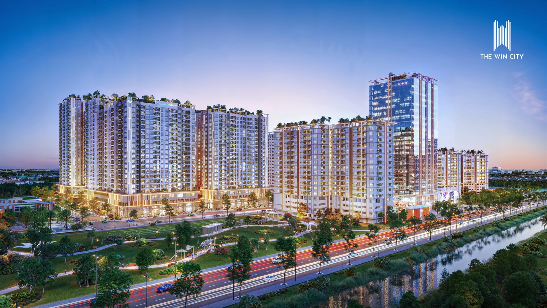 The Win City - mặt đứng ban đêm